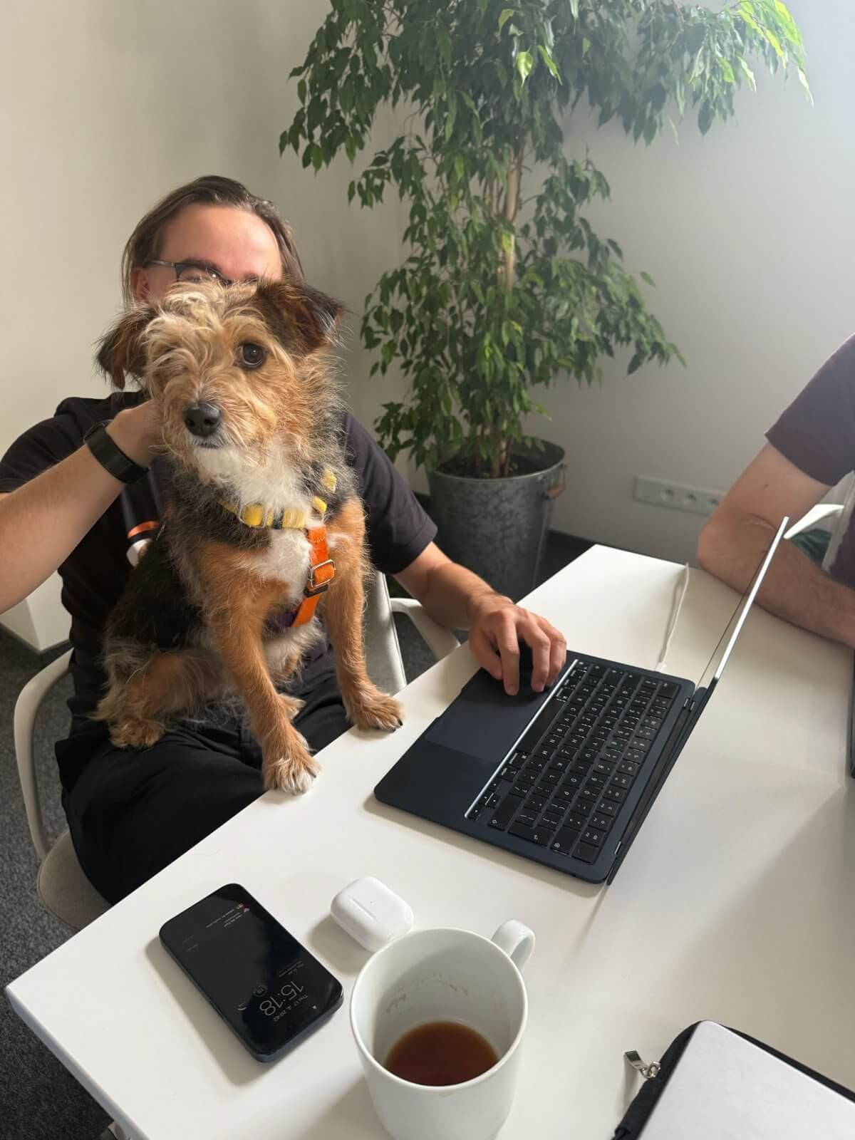 Krzysztof with a dog